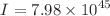 $$I = 7.98 \times 10^{45}$$