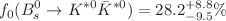 $$f_0(B_s^0\rightarrow K^{*0} {\bar{K}}^{*0})=28.2^{+8.8}_{-9.5} \%$$
