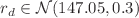 $$r_d \in \mathcal {N} (147.05,0.3)$$