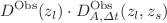 $$D^{\text {Obs}}(z_l) \cdot D_{A,\Delta t}^{\text {Obs}}(z_l, z_s)$$