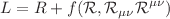 $$L =R+f(\mathcal {R},\mathcal {R}_{\mu \nu }\mathcal {R}^{\mu \nu })$$