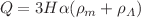 $$ Q=3H\alpha (\rho _m+\rho _\Lambda )$$