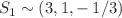$$S_1 \sim (3, 1, -\,1/3)$$