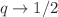Mathematical equation: $$q\rightarrow 1/2$$